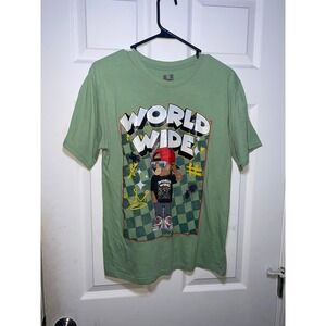 Legend‎ World Wide Bear Graphic Tee Sage Green Boys XL 18-20 Streetwear Shirt